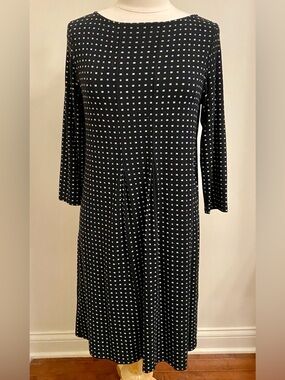 J. Jill Wearever Collection Black White Geometric Print SZ S Modern Artsy Dress
